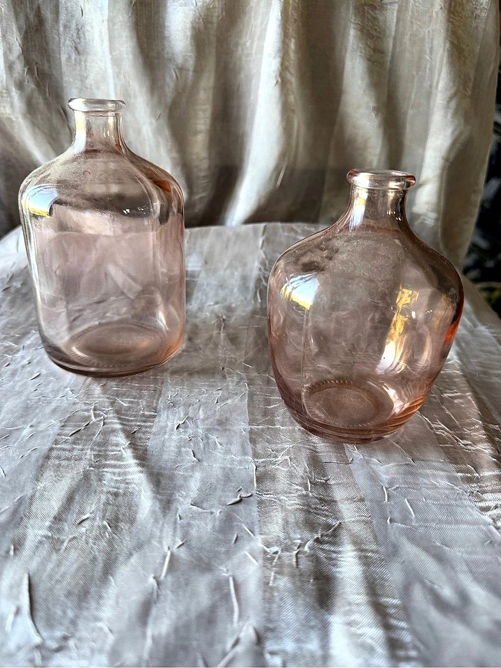 Pink Glass Bud Vases Set of 2